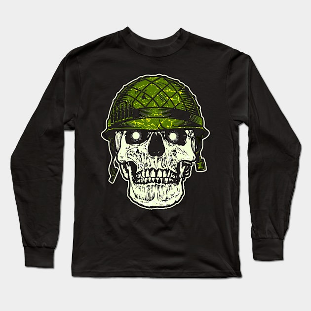 Skull Soldier Long Sleeve T-Shirt by Mila46